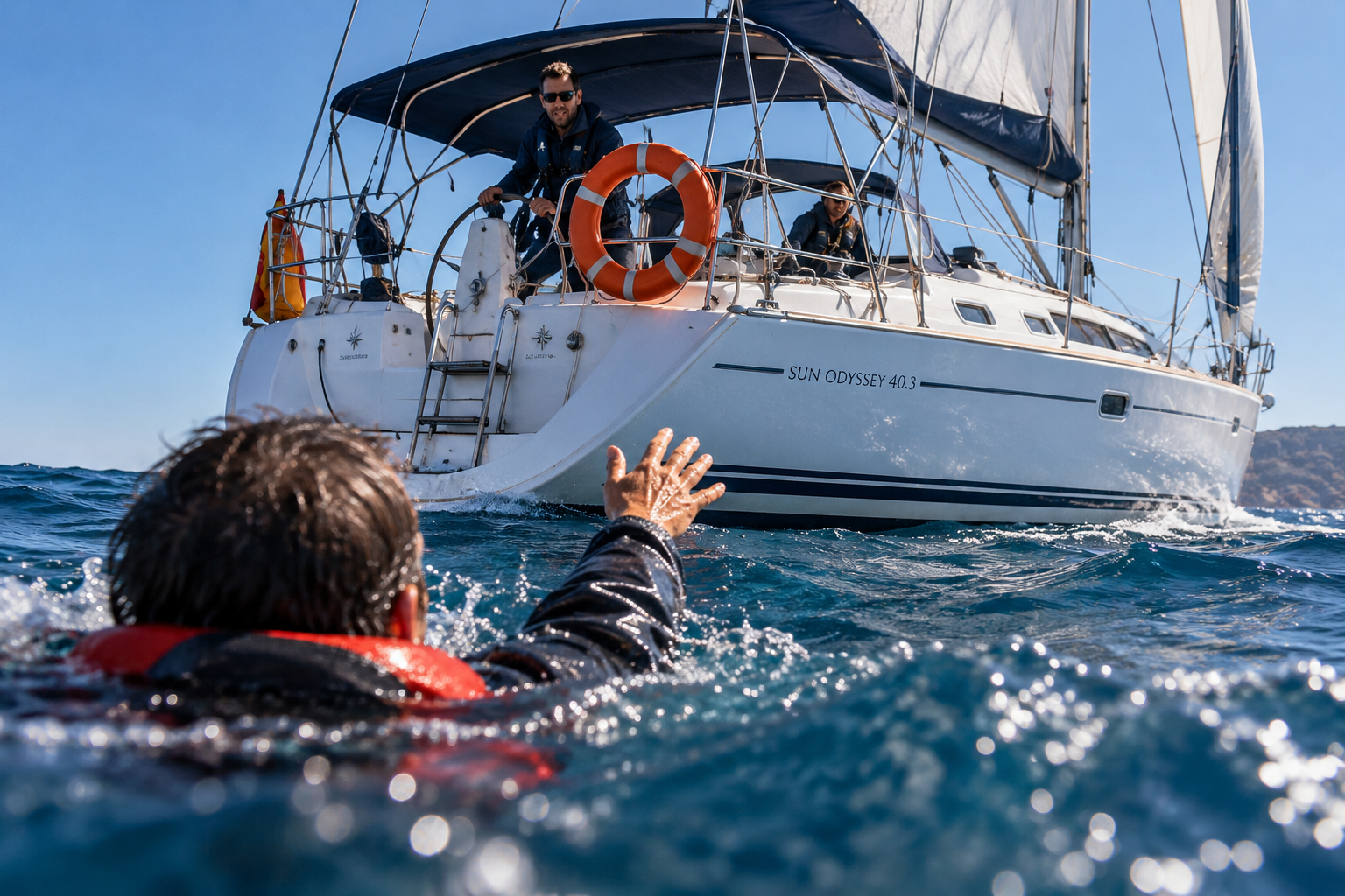 Rescate marítimo junto a un velero